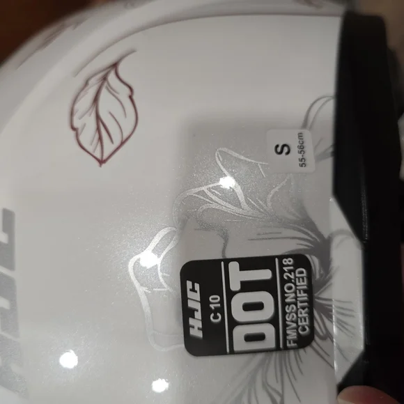 HJC White Motorcycle Helmet with Floral Design - Picture 4 of 4